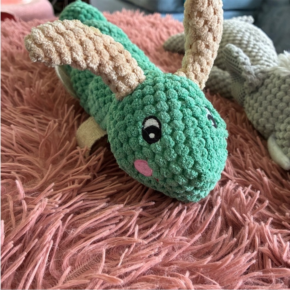 🐛 Plush Green and Tan Caterpillar Dog Toy - Picture 2 of 11